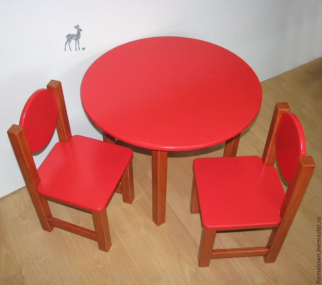 Круглый детский столик со стульчиками