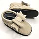 Baby Bow moccasins, Girls' moccasins, Beige Girl Booties. Footwear for childrens. ebooba. Online shopping on My Livemaster.  Фото №2