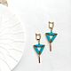 Order Earrings Classic Triangles Turquoise Gold buy. Tatyana Kudryavceva (KroskaBusinca). Livemaster. . Earrings Фото №3