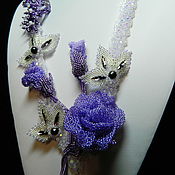 Irina. Openwork lilac necklace made of beads. Reserve!
