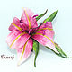 Brooch-pin: Brooch Lily silk. Silk flowers. FABRIC FLOWERS. Brooches. Dizani. Online shopping on My Livemaster.  Фото №2