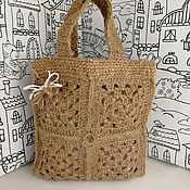 Сумки и аксессуары handmade. Livemaster - original item Mini shopper openwork from jute twine with a cotton bag-lining.. Handmade.