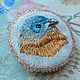 brooch embroidered stitch 'bird of sialia', Brooches, Barnaul,  Фото №1