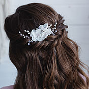 Свадебный салон handmade. Livemaster - original item Bridal Hair Comb, Floral Pearl Hair Comb, Wedding Headpiece. Handmade.
