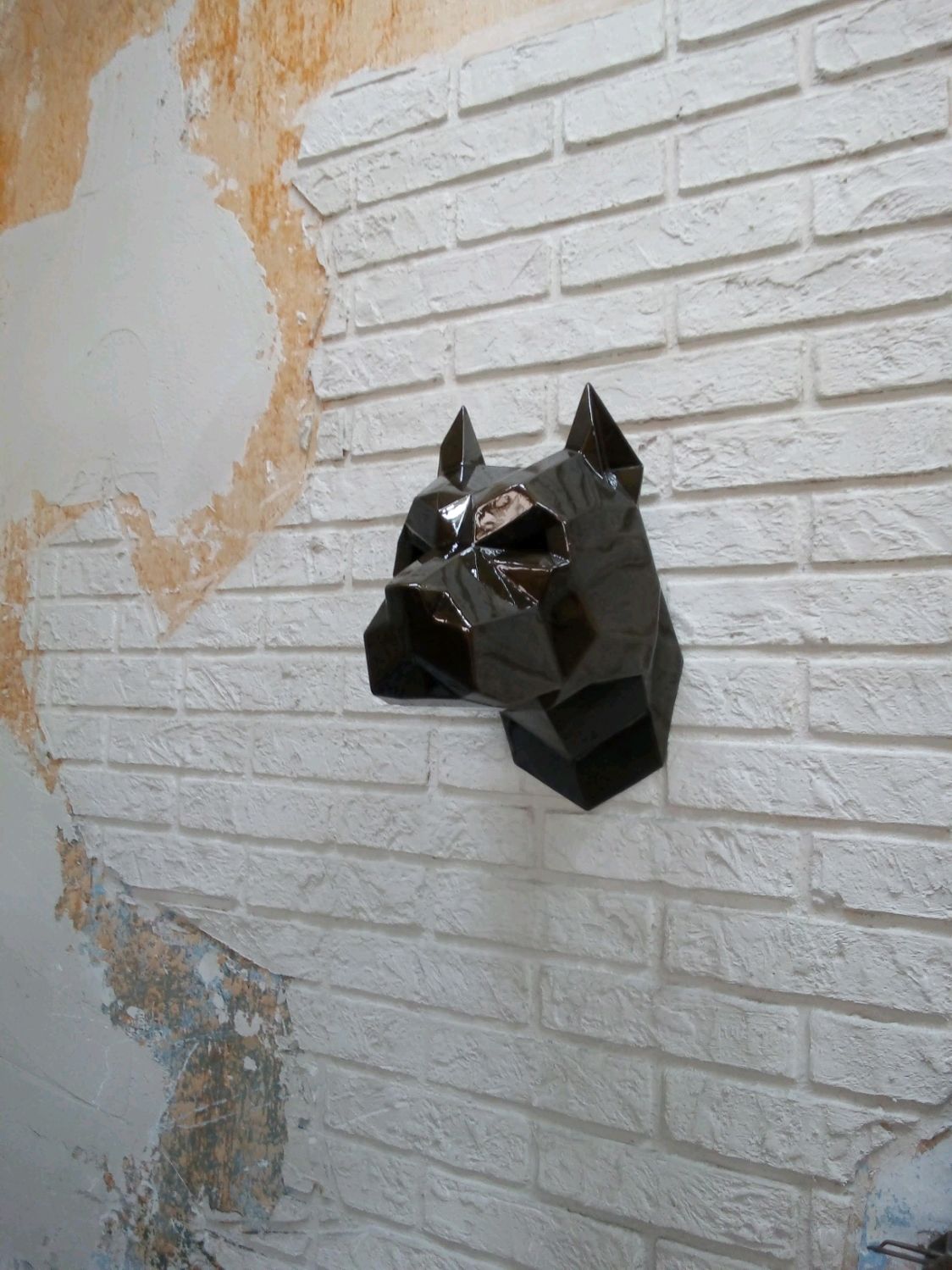 Настенная скульптура "Голова питбуля" в интернет-магазине Ярмарка ...