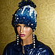 Заказать Шапочка "В НЬЮ-ЙОРКЕ СНЕГ И ТУМАН" - blue. Анна Лесникова      Les accessoires. Ярмарка Мастеров. . Шапки Фото №3