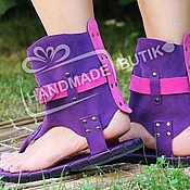 Обувь ручной работы handmade. Livemaster - original item Sandals high purple with pink suede. Handmade.