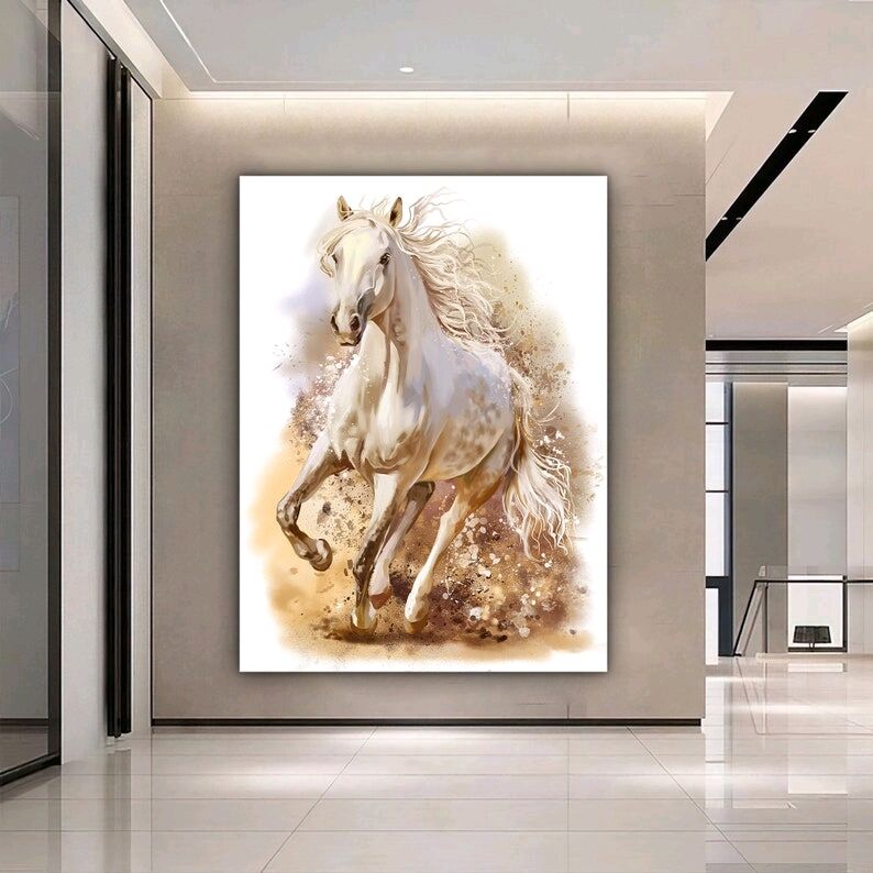 Картина на холсте с лошадью Белый конь Картины с животными маслом, Картины, Санкт-Петербург,  Фото №1