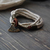 Украшения handmade. Livemaster - original item Bracelet with axe ,cotton bracelet ,men bracelet ,bracelet Viking. Handmade.