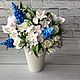 Bouquet with white and blue flowers. Composition. Flowesforever. Online shopping on My Livemaster.  Фото №2