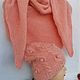 Order Bactus set and Winter hat, coral/peach. Makushka_knits™. Livemaster. . Headwear Sets Фото №3