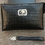 Сумки и аксессуары handmade. Livemaster - original item Clutch bag made of crocodile belly, in black!. Handmade.