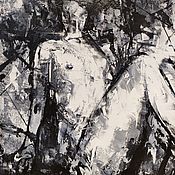 Картины и панно handmade. Livemaster - original item Black and white nude painting 40 by 30 cm erotic painting victim. Handmade.