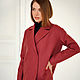 Order Oversize wool coat Bordeaux wool demi-season burgundy short. mozaika-rus. Livemaster. . Coats Фото №3