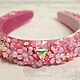 Pink Romantic Headband with Flowers Embroidered Volumetric Headband. Headband. Beaded jewelry by Mariya Klishina. My Livemaster. Фото №5