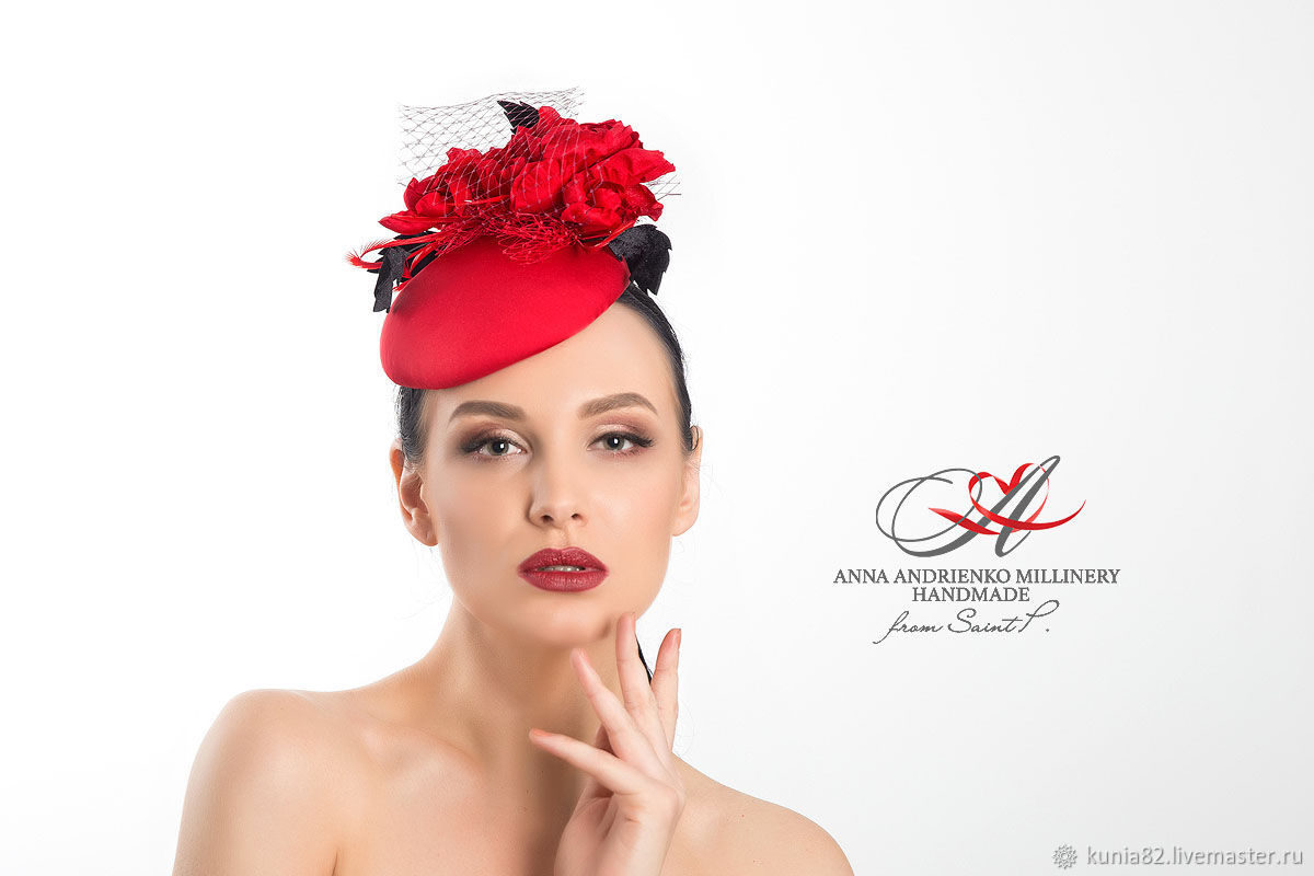 Красная шляпка таблетка с цветами "Лолита" – купить онлайн на Ярмарке ...