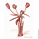 Картина "Три тюльпана", рисунок коричневый, Картины, Москва,  Фото №1