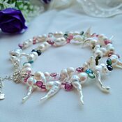 Украшения handmade. Livemaster - original item Necklace: Baroque pearls, tourmalines.. Handmade.