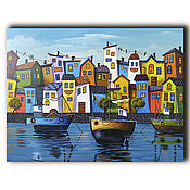 Картины и панно handmade. Livemaster - original item Boats / 60h80 cm/ oil painting on canvas. Handmade.