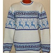 Одежда handmade. Livemaster - original item A reindeer sweater and knitted Norwegian snowflake ornament. Handmade.