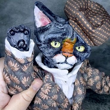 Куклы и игрушки ручной работы. Ярмарка Мастеров - ручная работа Попрошайкин. Кожаный кот. Handmade.