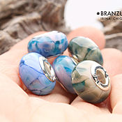 Украшения handmade. Livemaster - original item Watercolor glass - set 5 lampwork Branzuletka beads - charms bracelet. Handmade.