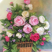 Картина лентами Розовые тюльпаны