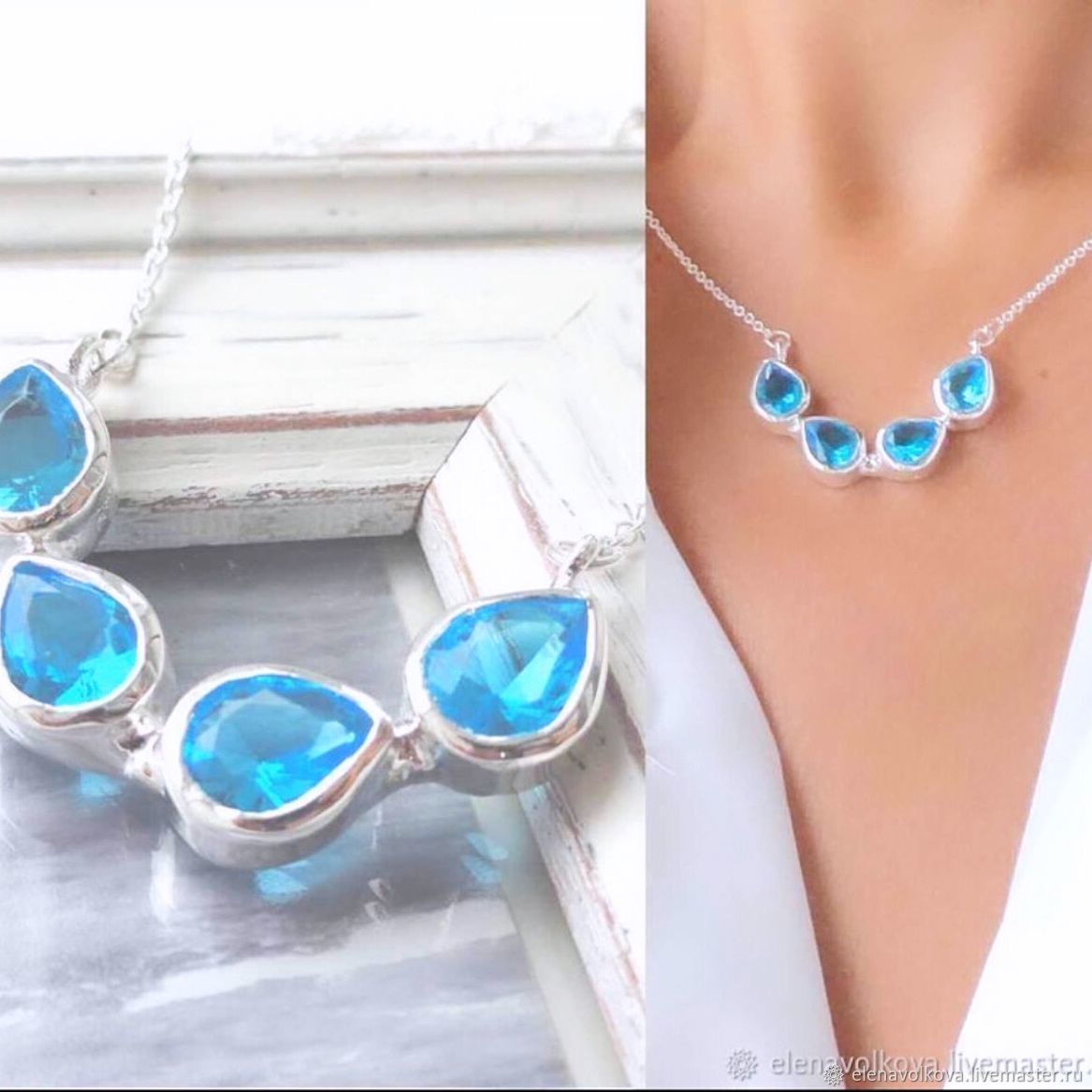 Necklace Drops blue, droplets, water, sea, blue white, Necklace, Yaroslavl,  Фото №1