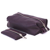 Сумки и аксессуары handmade. Livemaster - original item Cosmetic Bag Leather Purple Organizer Pencil Case Housekeeper Gift. Handmade.
