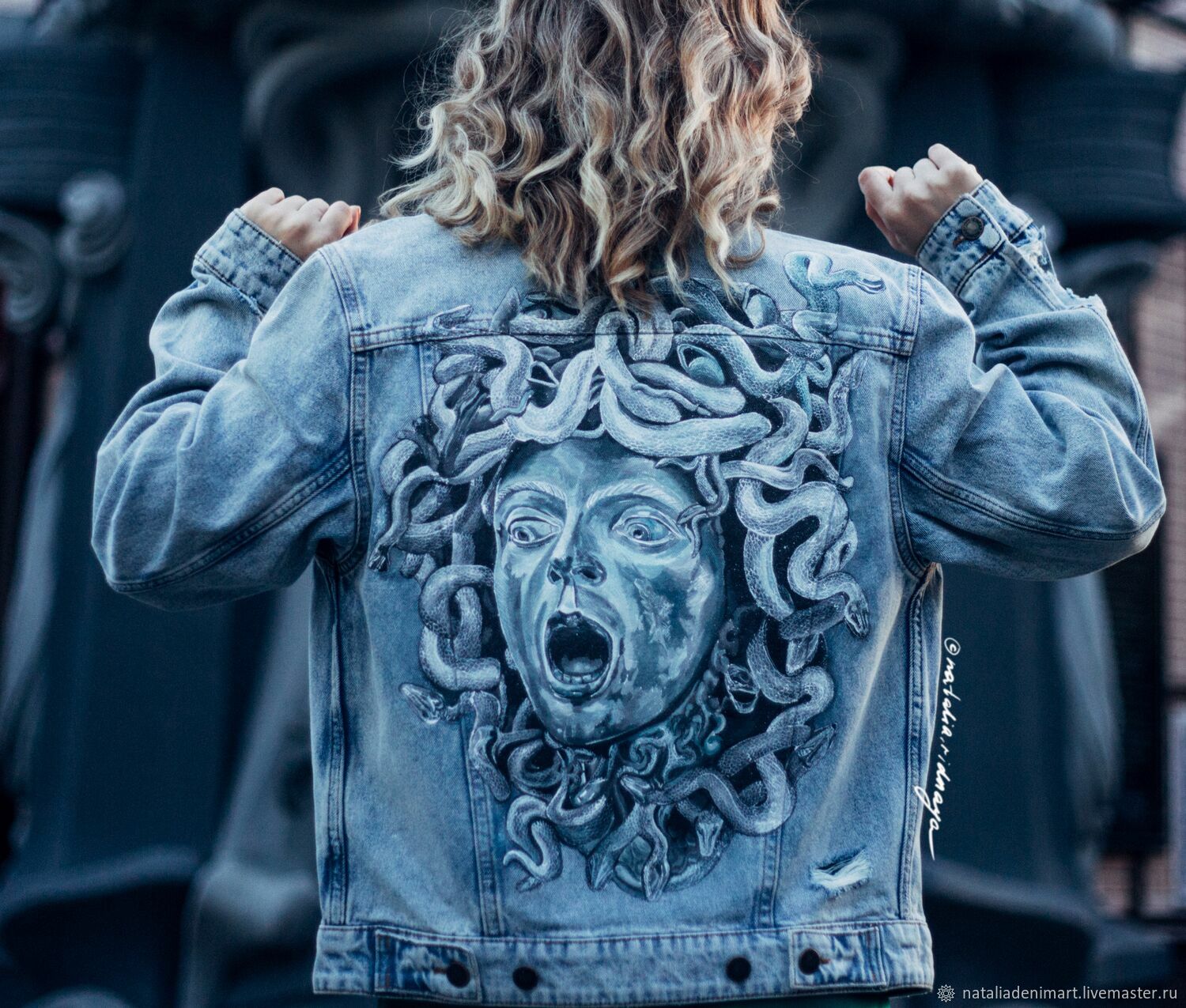 Buy Medusa Denim Jacket Mythological Hand Painted Denim Jacket