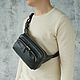 Men's leather waist bag ' Oscar '(Black), Men\'s bag, Yaroslavl,  Фото №1