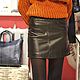 The leather skirt with the straight edge zippered Black. Skirts. Katorina Rukodelnica HandMadeButik. Online shopping on My Livemaster.  Фото №2