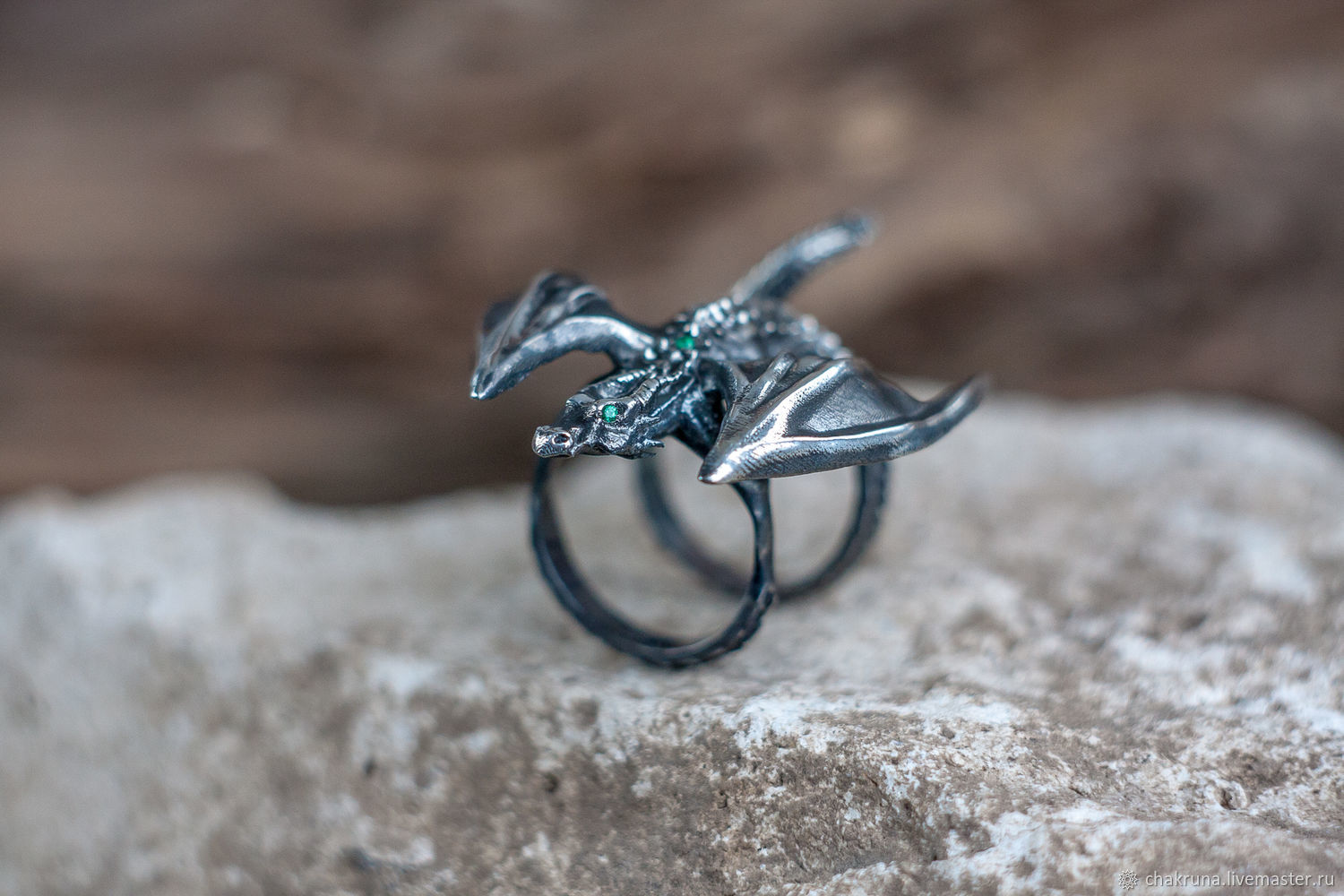 Кольцо дракон серебро