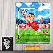 Сувениры и подарки handmade. Livemaster - original item Cartoon gift to a football player, a football fan. Goalkeeper on goal, Spartak. Handmade.