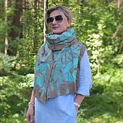 Аксессуары handmade. Livemaster - original item Felted women`s scarf.Stained glass felted scarf made of wool and silk. Handmade.