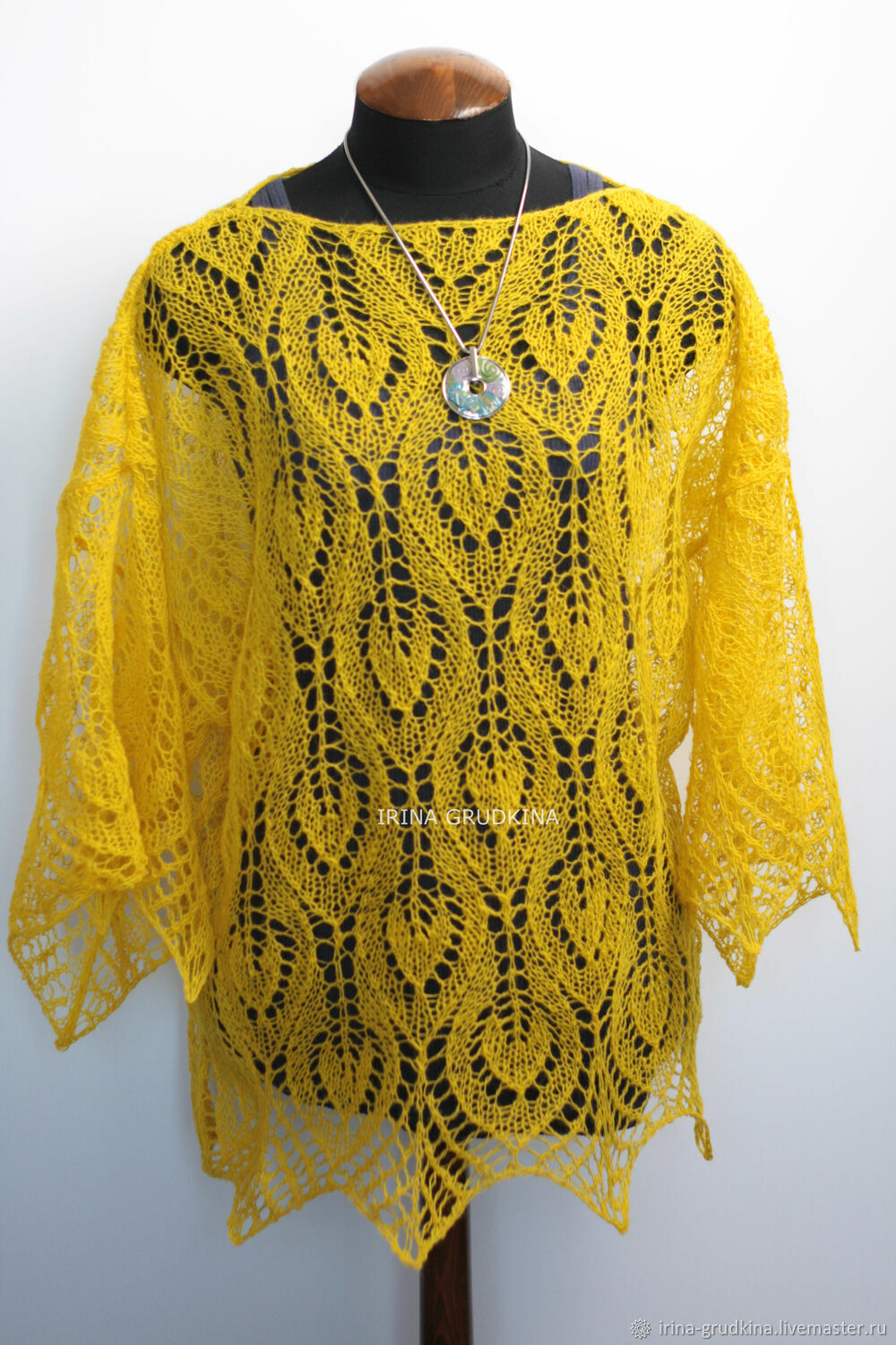 Ажурная желтая кофточка оверсайз (тонкая шерсть) в интернет-магазине на ...