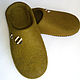 Mens felted Slippers 'Juicy olive', Slippers, Ivanovo,  Фото №1