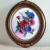 Картины и панно handmade. Livemaster - original item Miniature. Favorite Flowers Ribbon embroidery. Handmade.
