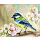 Painting bird Tit blooming apple tree oil, Pictures, Ekaterinburg,  Фото №1