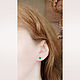 Stud EARRINGS with malachite. Silver Miniature Earrings. Stud earrings. ARIEL - MOSAIC. My Livemaster. Фото №5