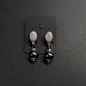 Украшения handmade. Livemaster - original item Black earrings with natural pearls. 925. Handmade.