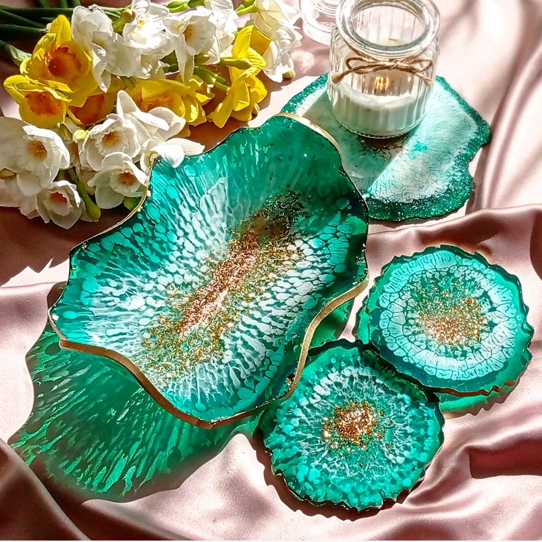 Набор. Ваза из эпоксидной смолы, подставки декоративные. в интернет ...