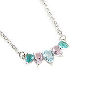 Украшения handmade. Livemaster - original item Pendant with quartz on a chain, a multicolored five-stone pendant. Handmade.