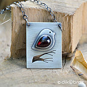 Украшения handmade. Livemaster - original item Pendant silver pendant Bird on a branch, garnet. Handmade.