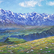 Картины и панно ручной работы. Ярмарка Мастеров - ручная работа Oil painting mountain landscape 100 x 50 cm. Handmade.