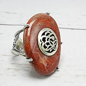 Украшения handmade. Livemaster - original item Large oval ring with coral made of 925 DP0023 silver. Handmade.