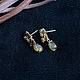 Bronze earrings with Ethiopian opal 'Mertsana'. Stud earrings. Unusual Gemstone Jewelry. My Livemaster. Фото №5