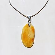 Украшения handmade. Livemaster - original item Amber white pendant made of Baltic amber flat on a chain. Handmade.