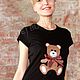 T-shirt with the author's application of Russian bear. Sweaters. Katorina Rukodelnica HandMadeButik. Online shopping on My Livemaster.  Фото №2