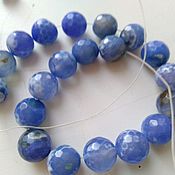 Материалы для творчества handmade. Livemaster - original item Blue-white agate, 10 mm cut beads. Handmade.